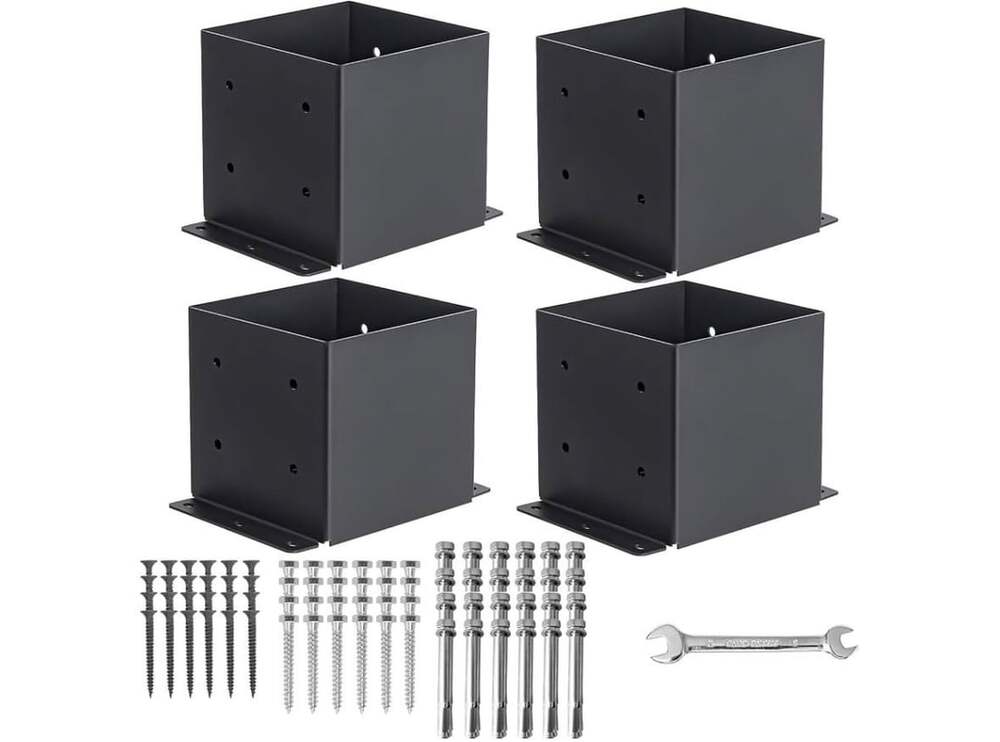 6x6 Post Base Size 5.6x5.6 Inch 4 Pcs Heavy Duty Post Brackets Kit